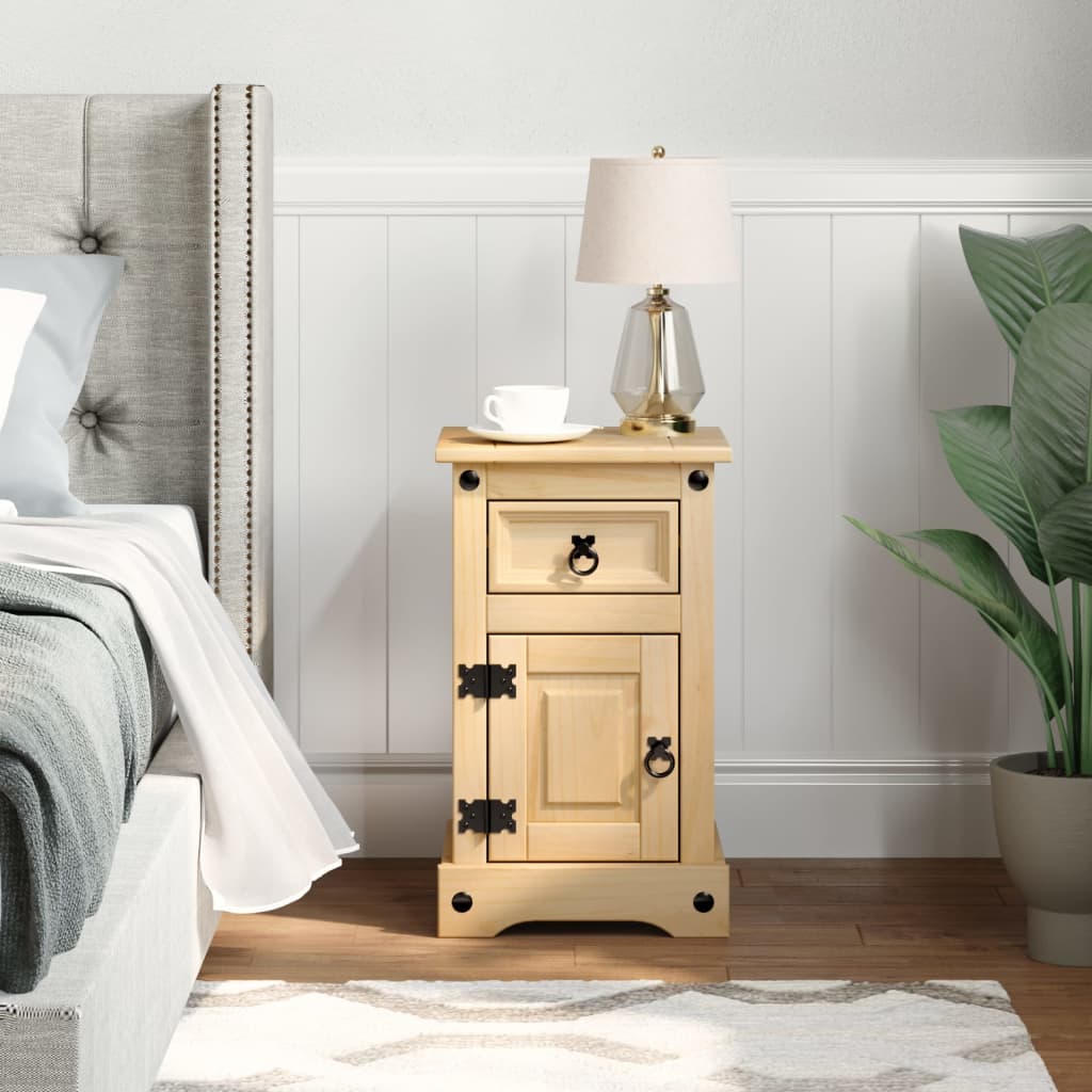 Bedside Cabinet Corona 35x32.5x58 cm Solid Wood Pine