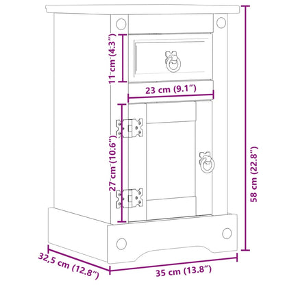 Bedside Cabinet Corona 35x32.5x58 cm Solid Wood Pine