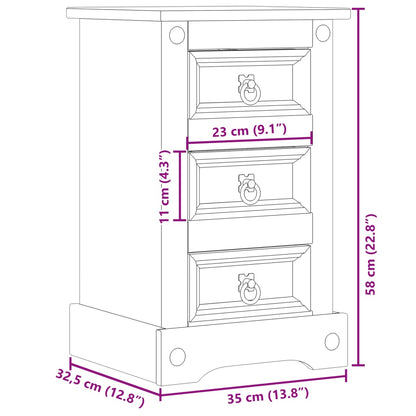 Bedside Cabinet Corona 35x32.5x58 cm Solid Wood Pine