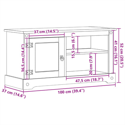 TV Cabinet Corona 100x37x52 cm Solid Wood Pine