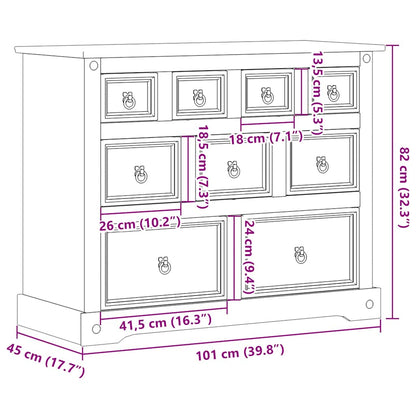 Chest of Drawers Corona 103x46x83 cm Solid Wood Pine