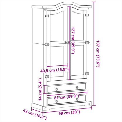 Glass Display Cabinet Corona 99x43x187 cm Solid Wood Pine