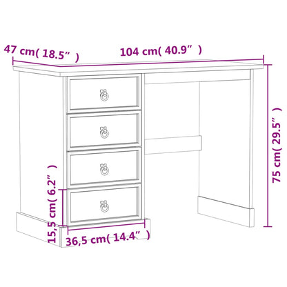 Dressing Table Corona104x47x75 cm Solid Wood Pine