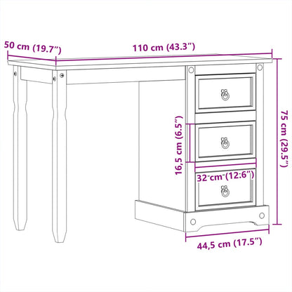 Dressing Table Corona 110x50x75 cm Solid Wood Pine