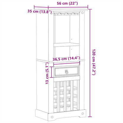 Wine Rack Corona 56x35x120 cm Solid Wood Pine