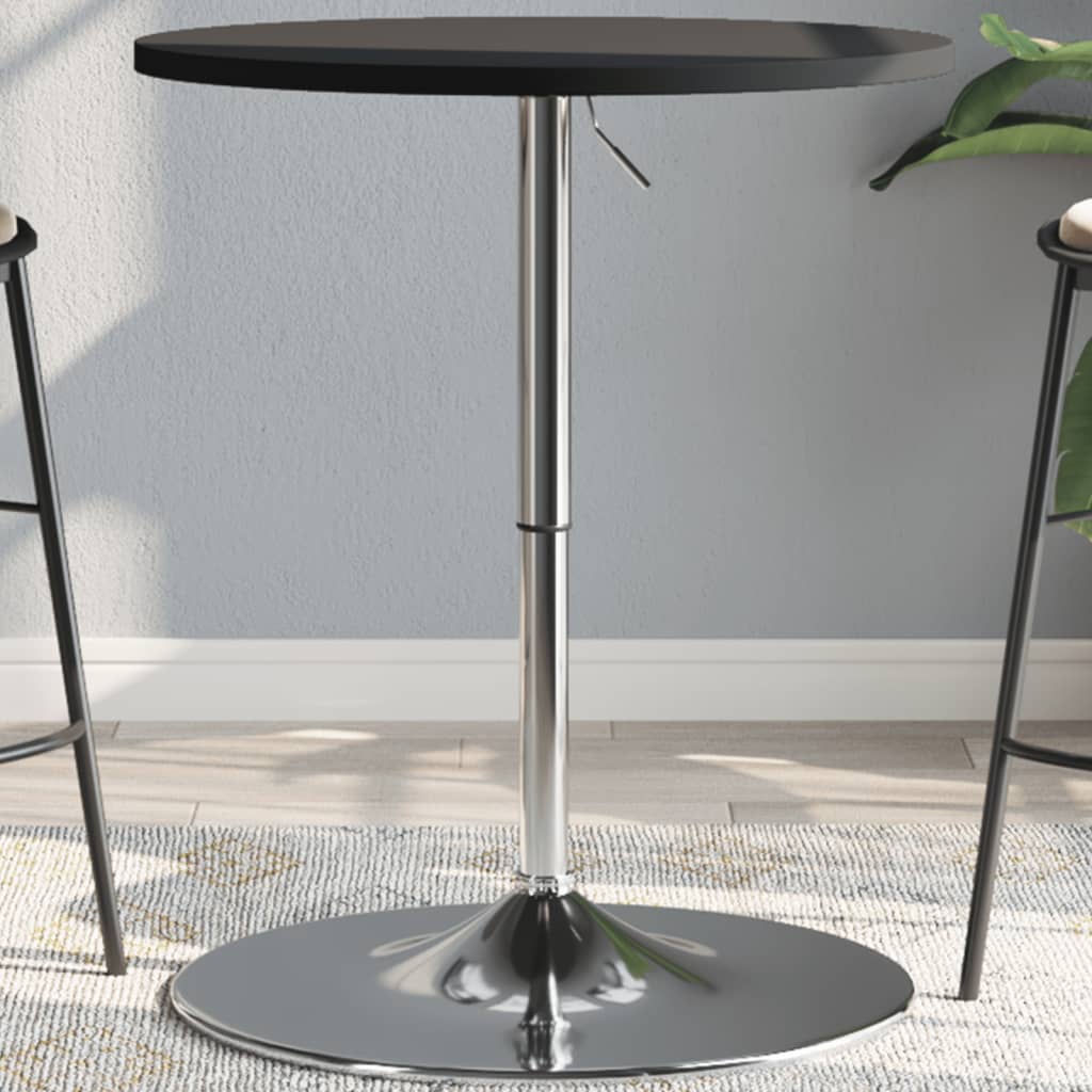 Bar Table Black 60x60x90 cm Engineered Wood and Chromed Steel