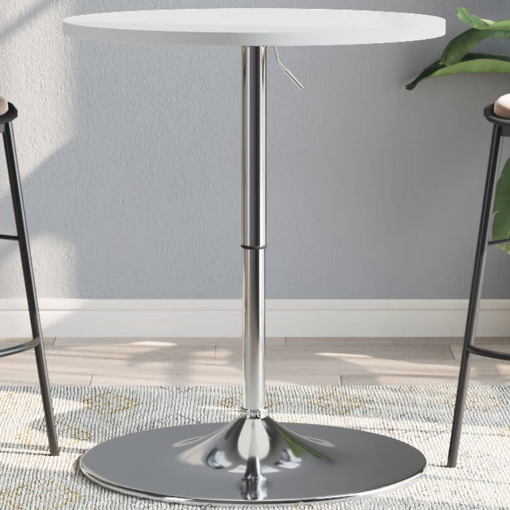 Bar Table White 60x60x90 cm Engineered Wood and Chromed Steel