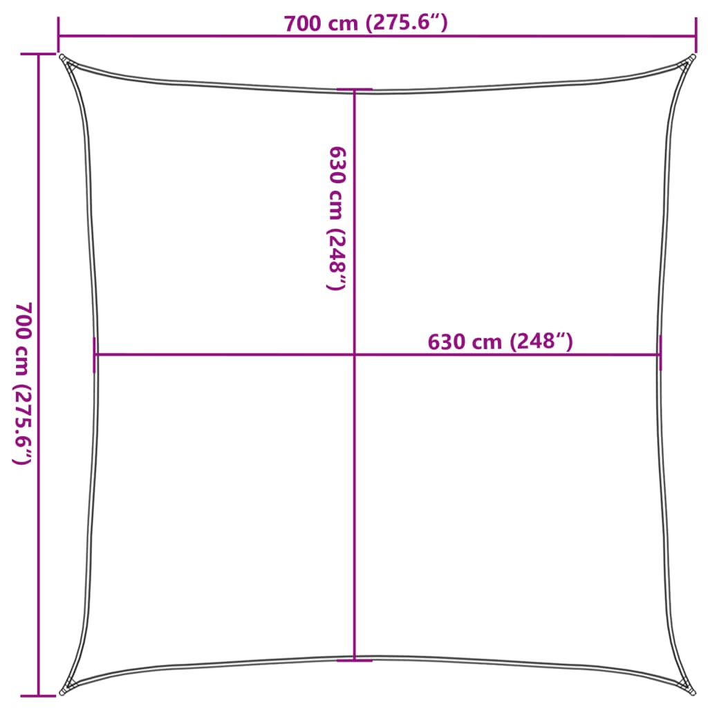 Sunshade Sail 160 g/m² Square Sand 7x7 m HDPE