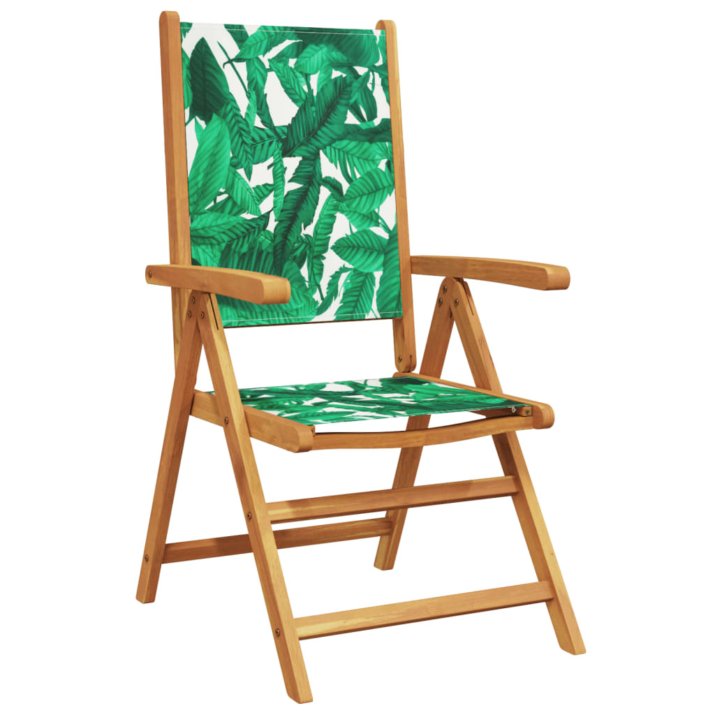 Reclining Garden Chairs 6 pcs Green Fabric and Solid Wood