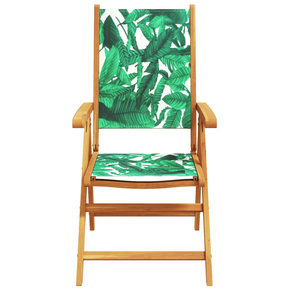 Reclining Garden Chairs 6 pcs Green Fabric and Solid Wood