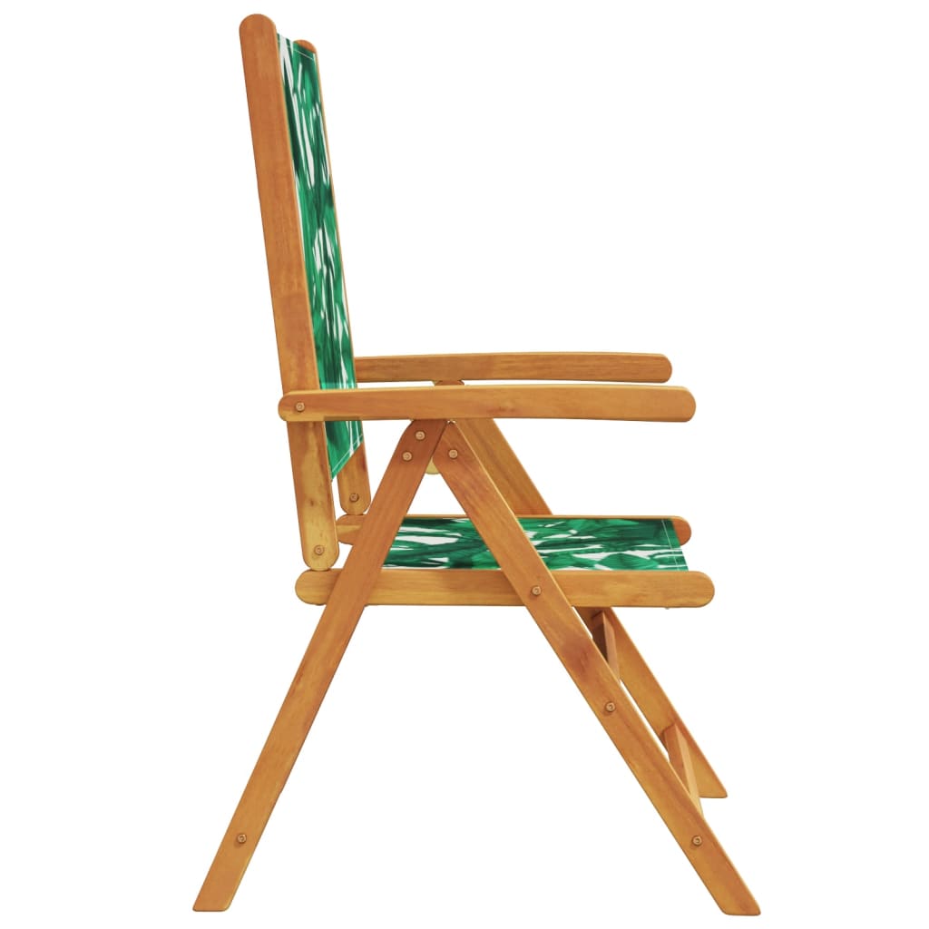 Reclining Garden Chairs 6 pcs Green Fabric and Solid Wood