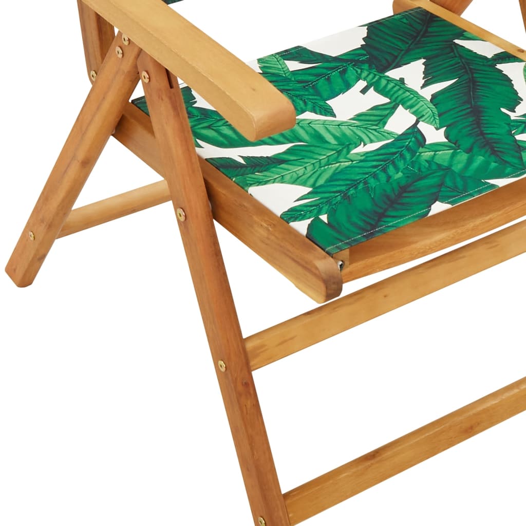 Reclining Garden Chairs 6 pcs Green Fabric and Solid Wood