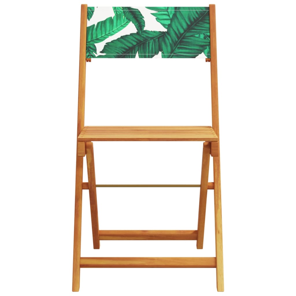 Folding Garden Chairs 8 pcs Green Fabric and Solid Wood