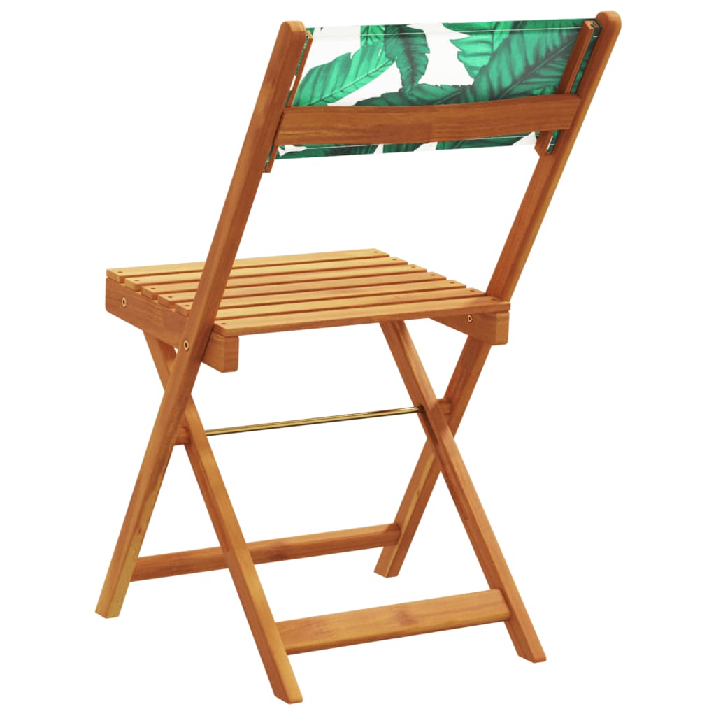 Folding Garden Chairs 8 pcs Green Fabric and Solid Wood