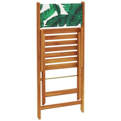 Folding Garden Chairs 8 pcs Green Fabric and Solid Wood