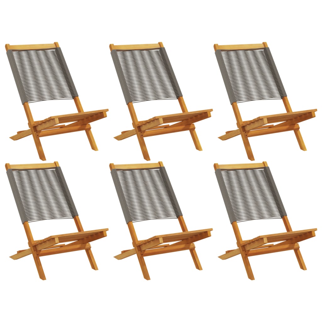 Folding Garden Chairs 6 pcs Grey Solid Wood Acacia