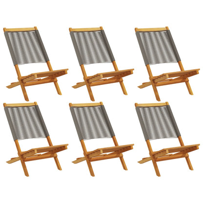 Folding Garden Chairs 6 pcs Grey Solid Wood Acacia