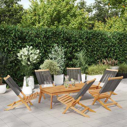 Folding Garden Chairs 6 pcs Grey Solid Wood Acacia