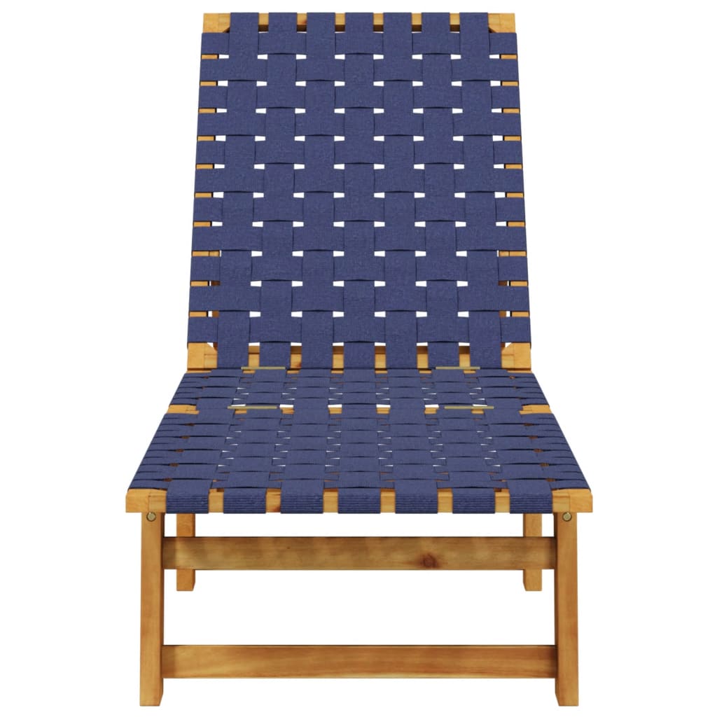 Sun Loungers 2 pcs Dark Blue Solid Wood Acacia and Fabric