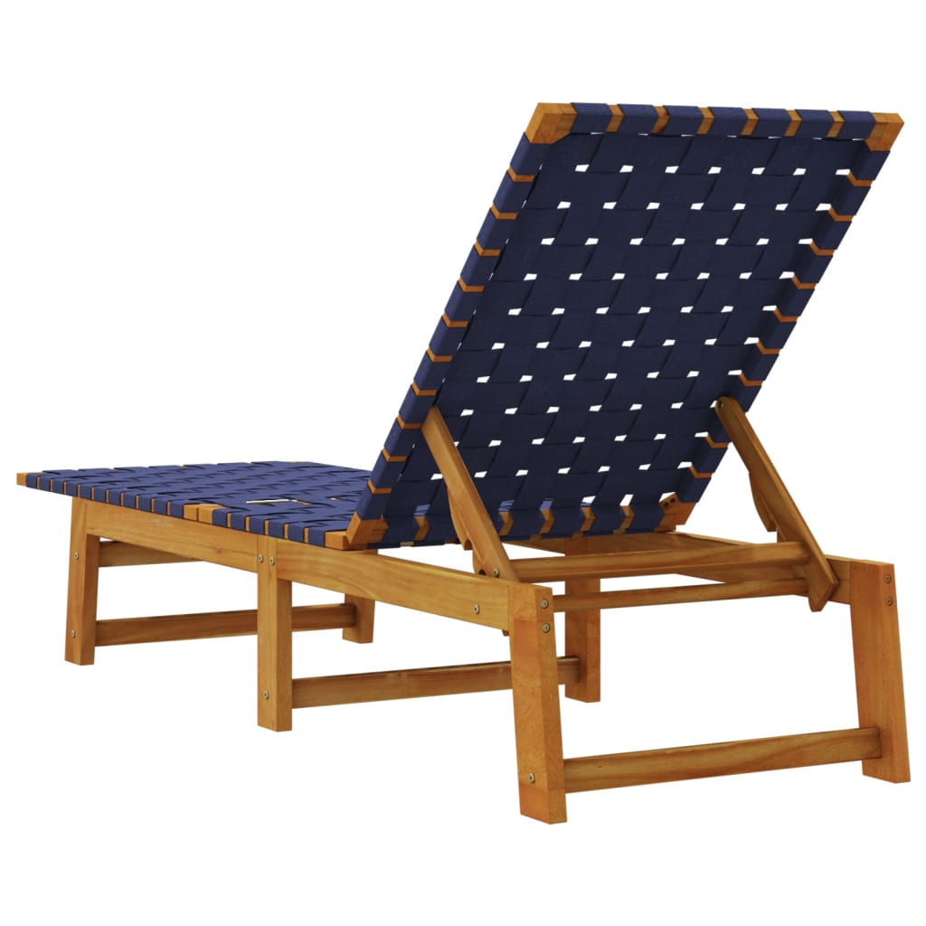 Sun Loungers 2 pcs Dark Blue Solid Wood Acacia and Fabric