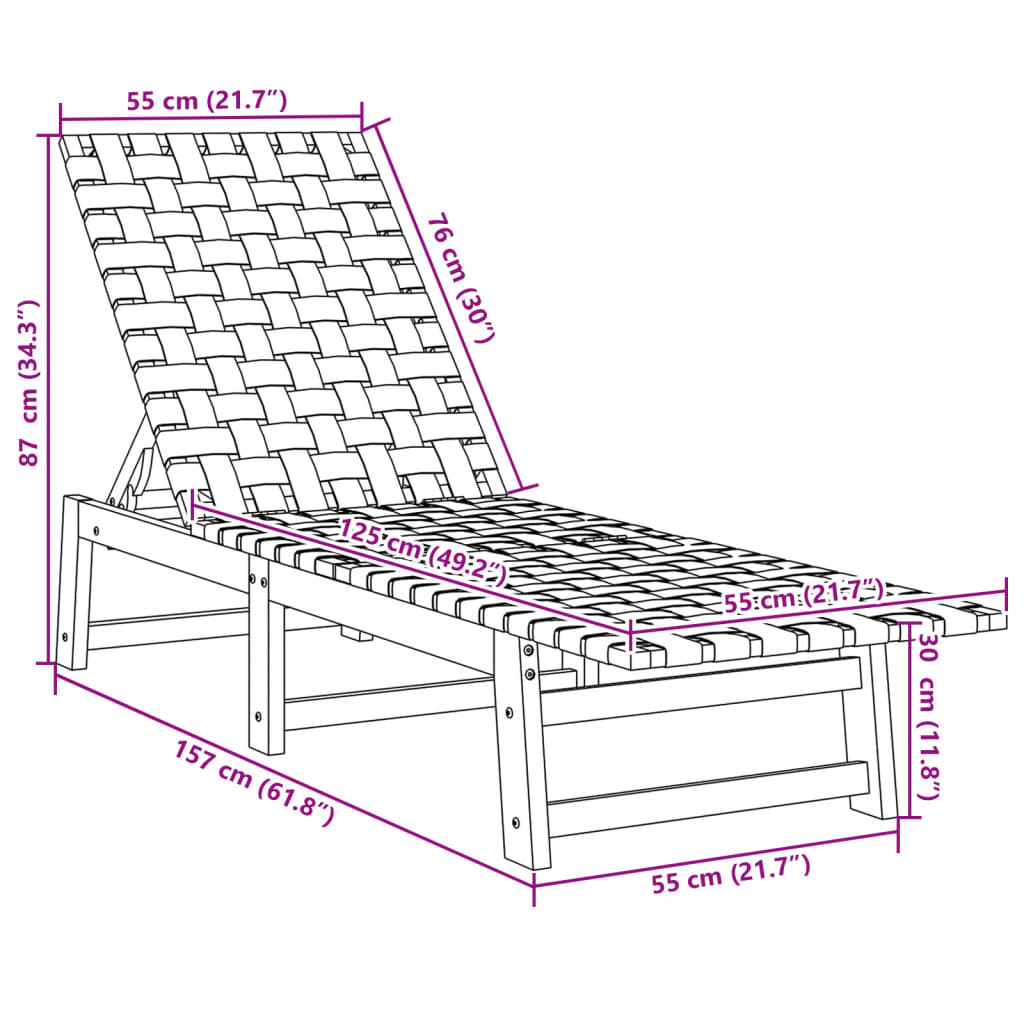 Sun Loungers 2 pcs Dark Blue Solid Wood Acacia and Fabric