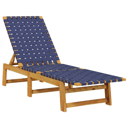 Sun Loungers 2 pcs with Table Dark Blue Solid Wood Acacia