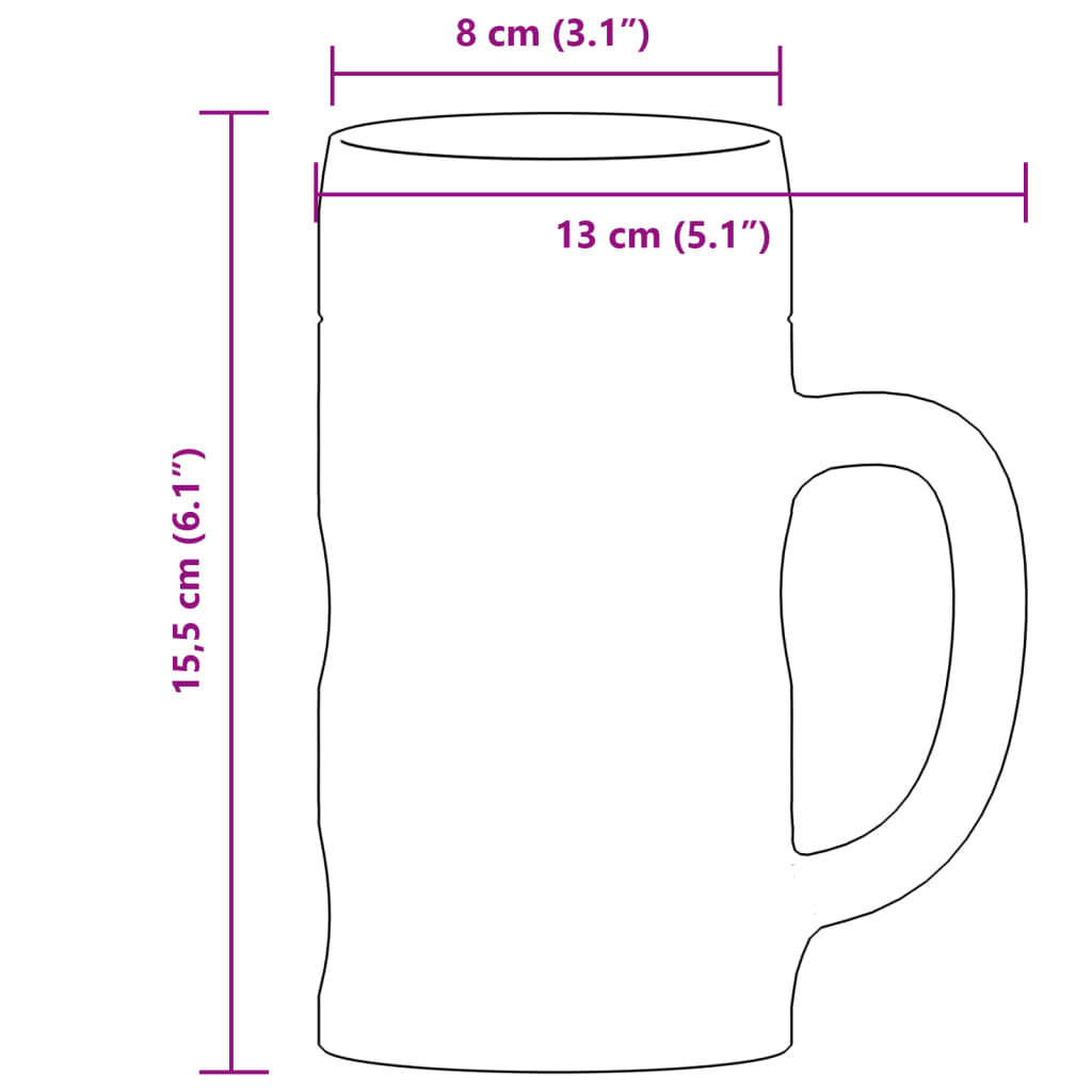 Beer Mugs with Handle Glass 6 pcs 500 ml