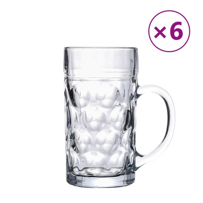 Beer Mugs with Handle Glass 6 pcs 1000 ml