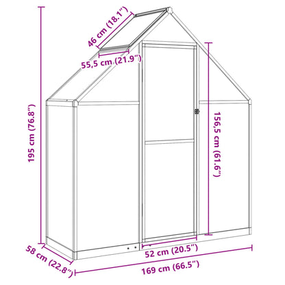 Greenhouse with Base Frame Green 169x58x195 cm Aluminium