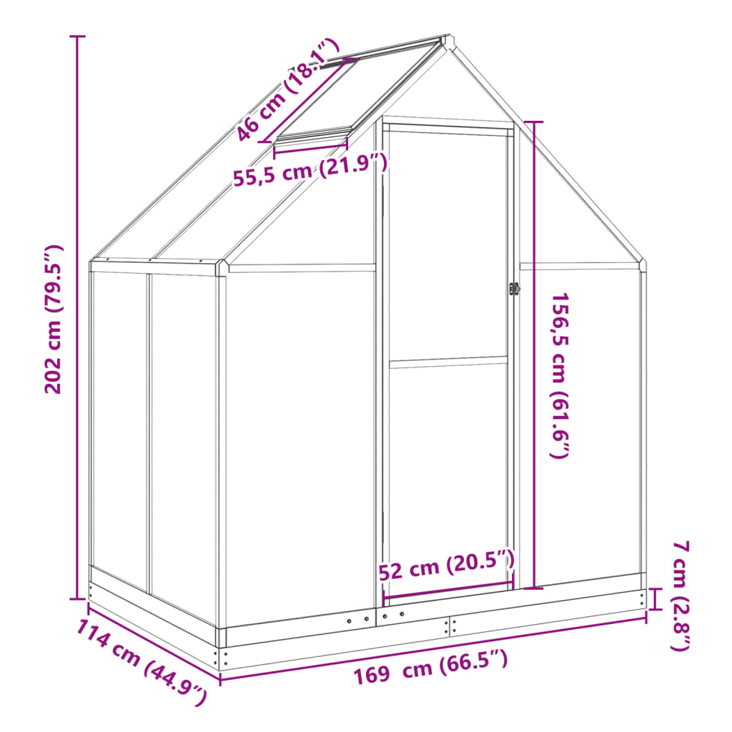 Greenhouse with Base Frame Anthracite 169x114x202 cm Aluminium