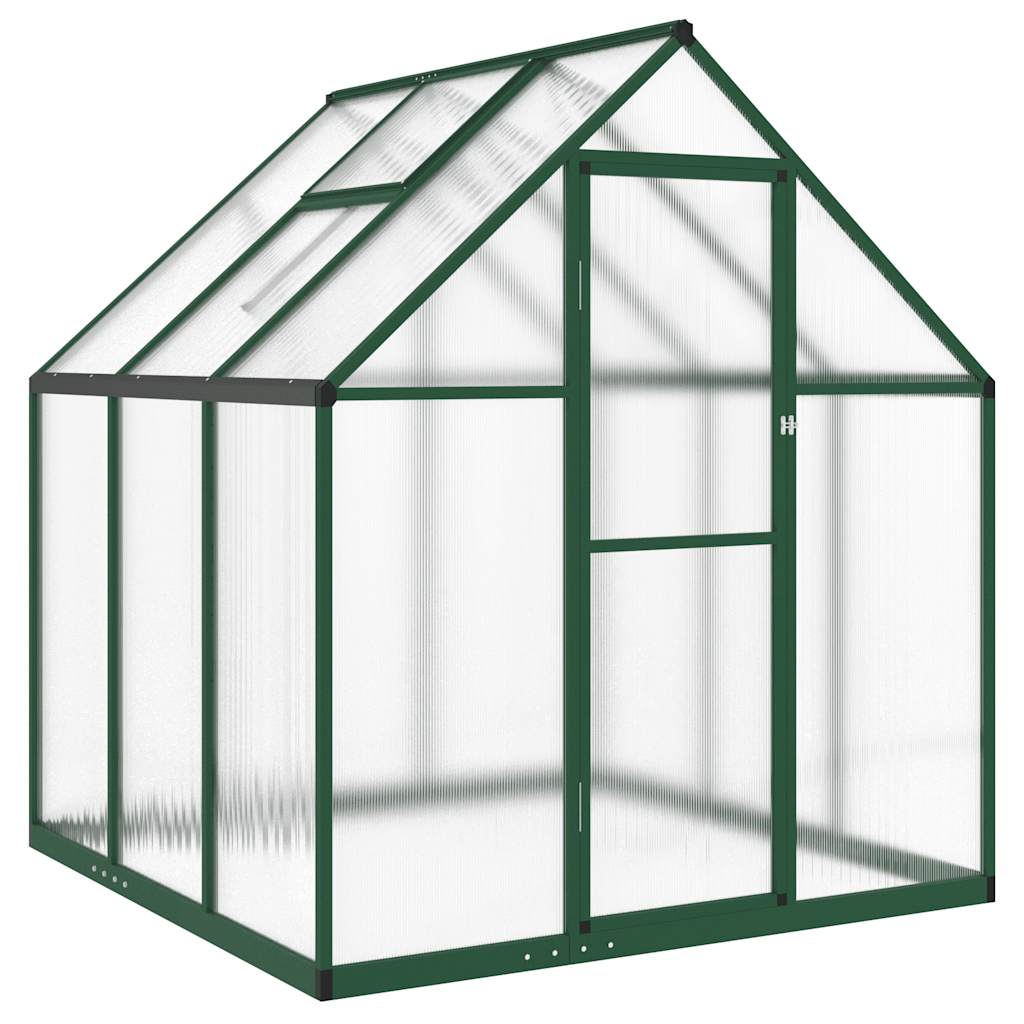 Greenhouse with Base Frame Green 169x169x195 cm Aluminium