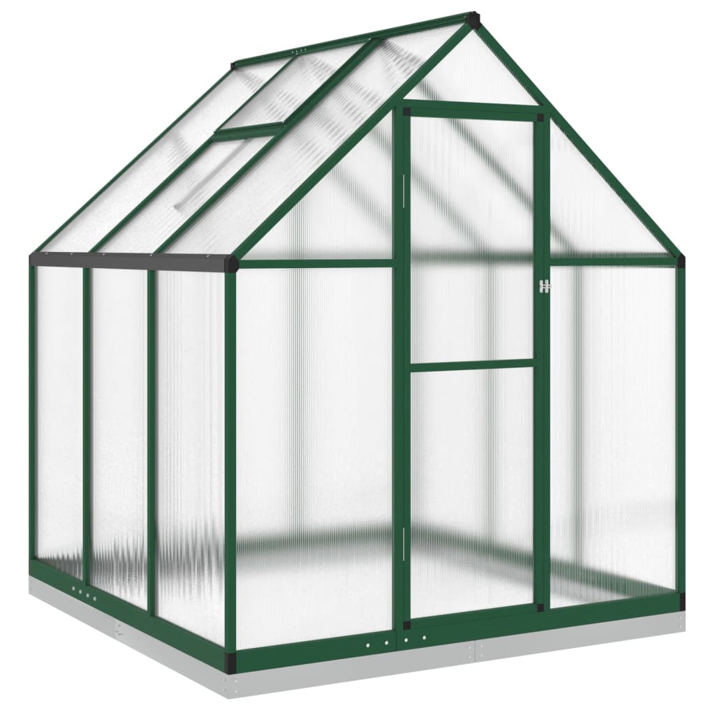 Greenhouse with Base Frame Green 169x169x202 cm Aluminium