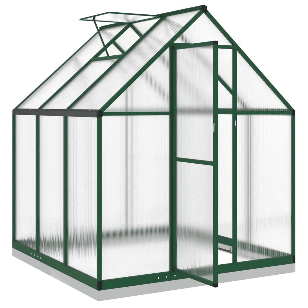 Greenhouse with Base Frame Green 169x169x202 cm Aluminium