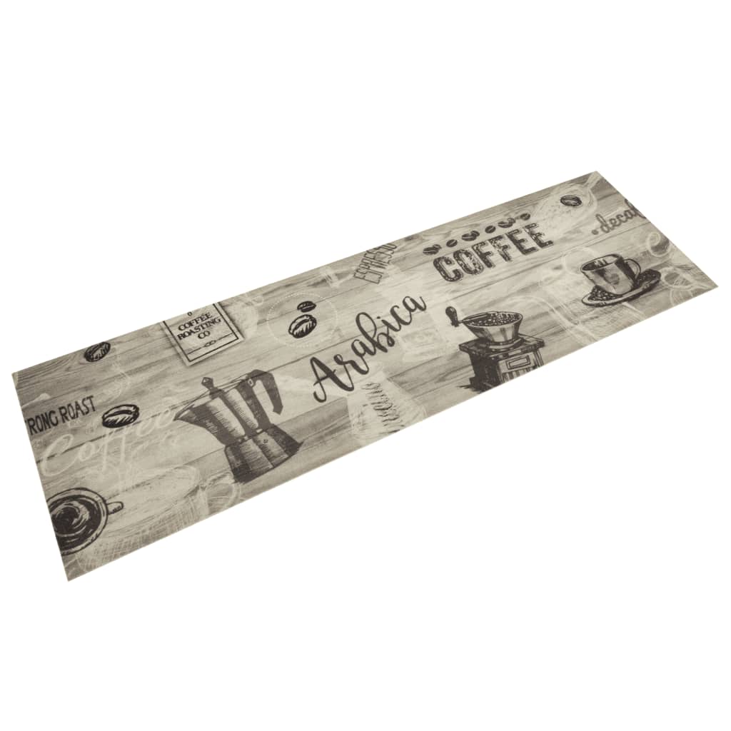 Kitchen Rug Washable Coffee Grey 45x150 cm Velvet