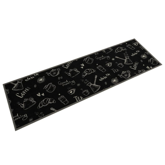 Kitchen Rug Washable Morning Black 45x150 cm Velvet