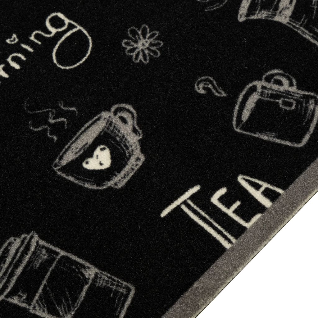 Kitchen Rug Washable Morning Black 45x150 cm Velvet