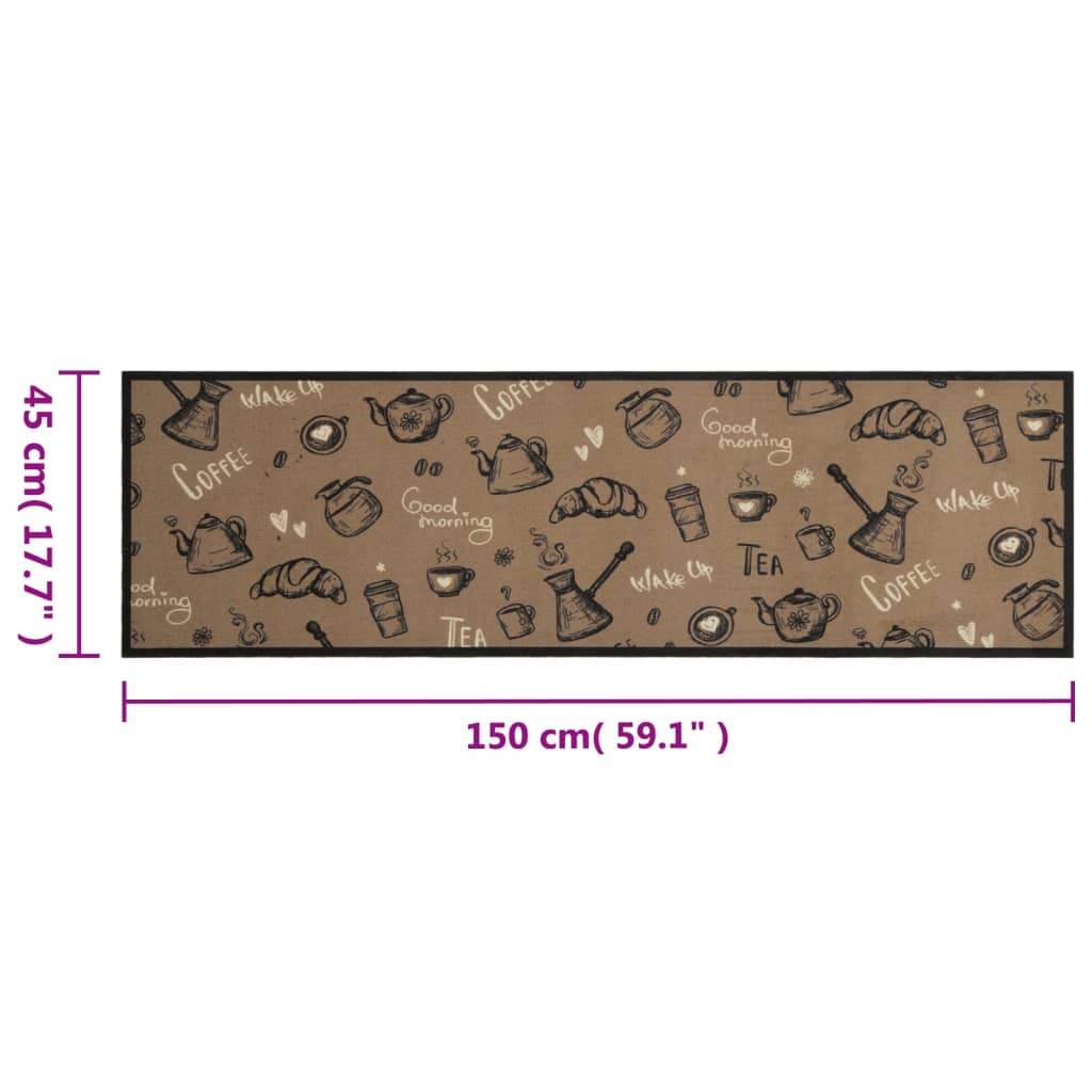 Kitchen Rug Washable Morning Brown 45x150 cm Velvet