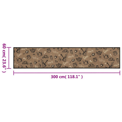 Kitchen Rug Washable Morning Brown 60x300 cm Velvet