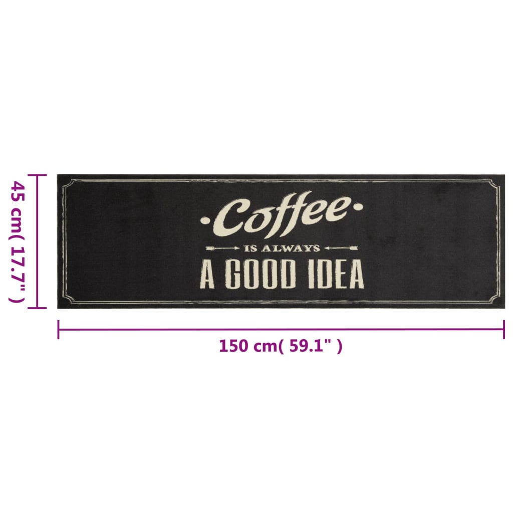 Kitchen Rug Washable Coffee Text 45x150 cm Velvet