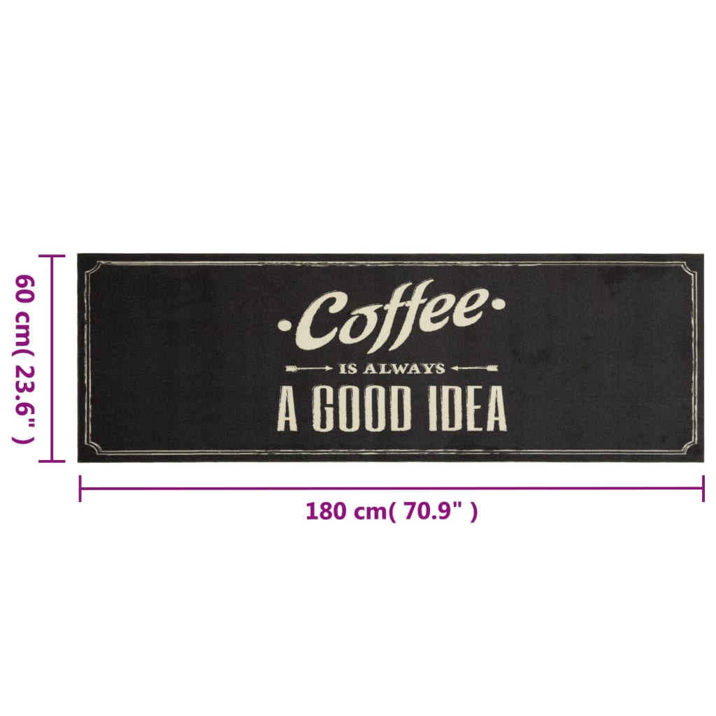 Kitchen Rug Washable Coffee Text 60x180 cm Velvet