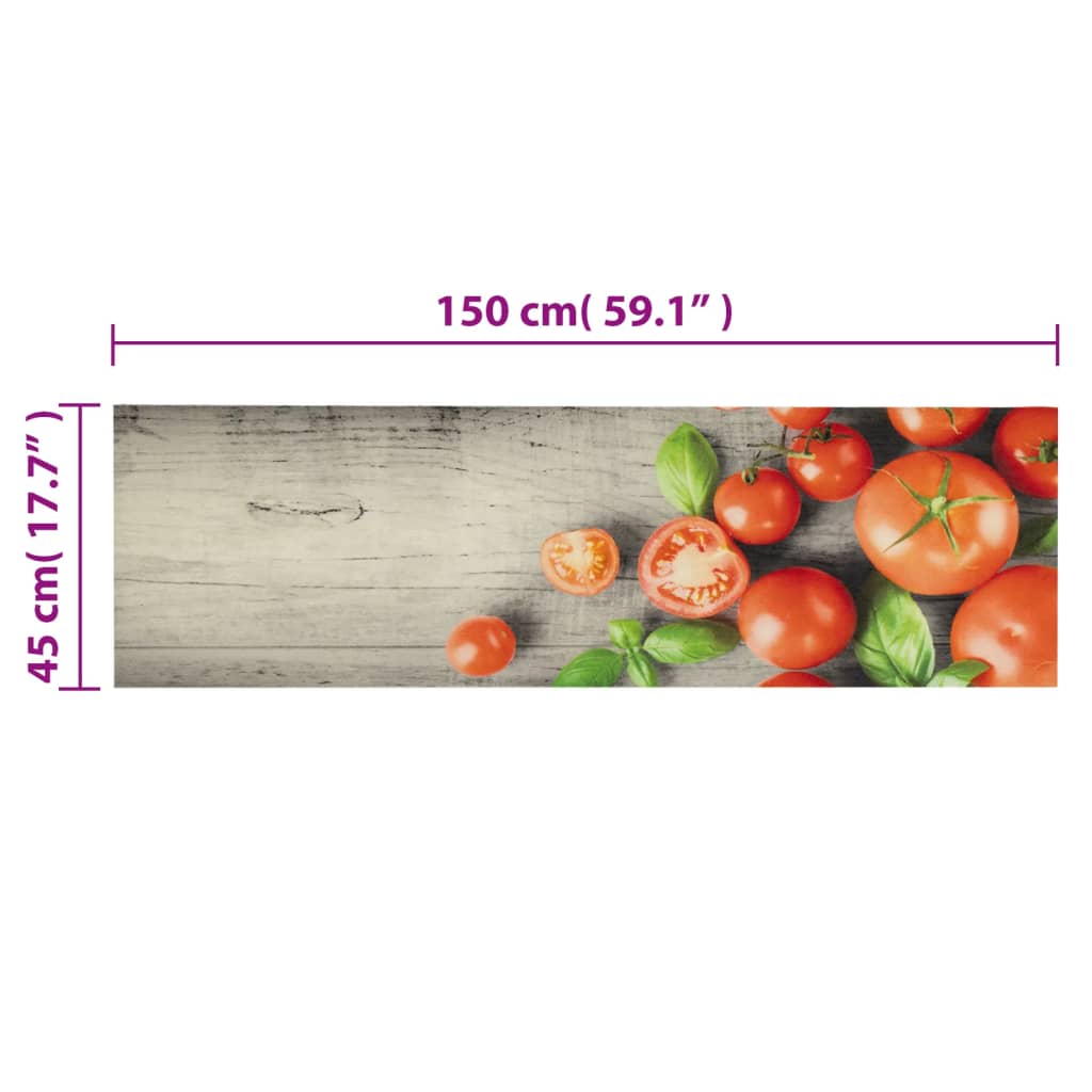 Kitchen Rug Washable Tomatoes 45x150 cm Velvet