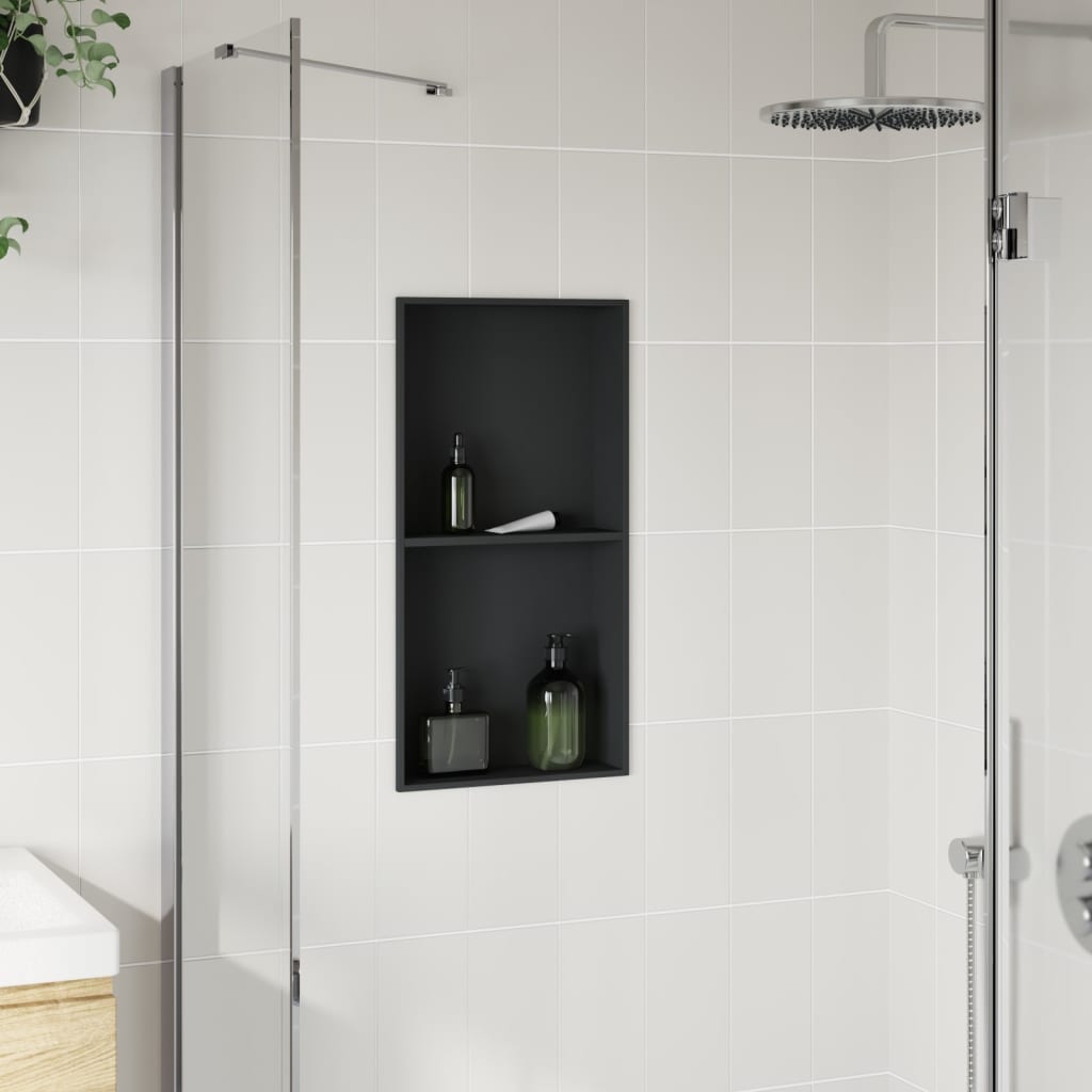 Shower Niche Matt Black 32x62x9 cm Stainless Steel