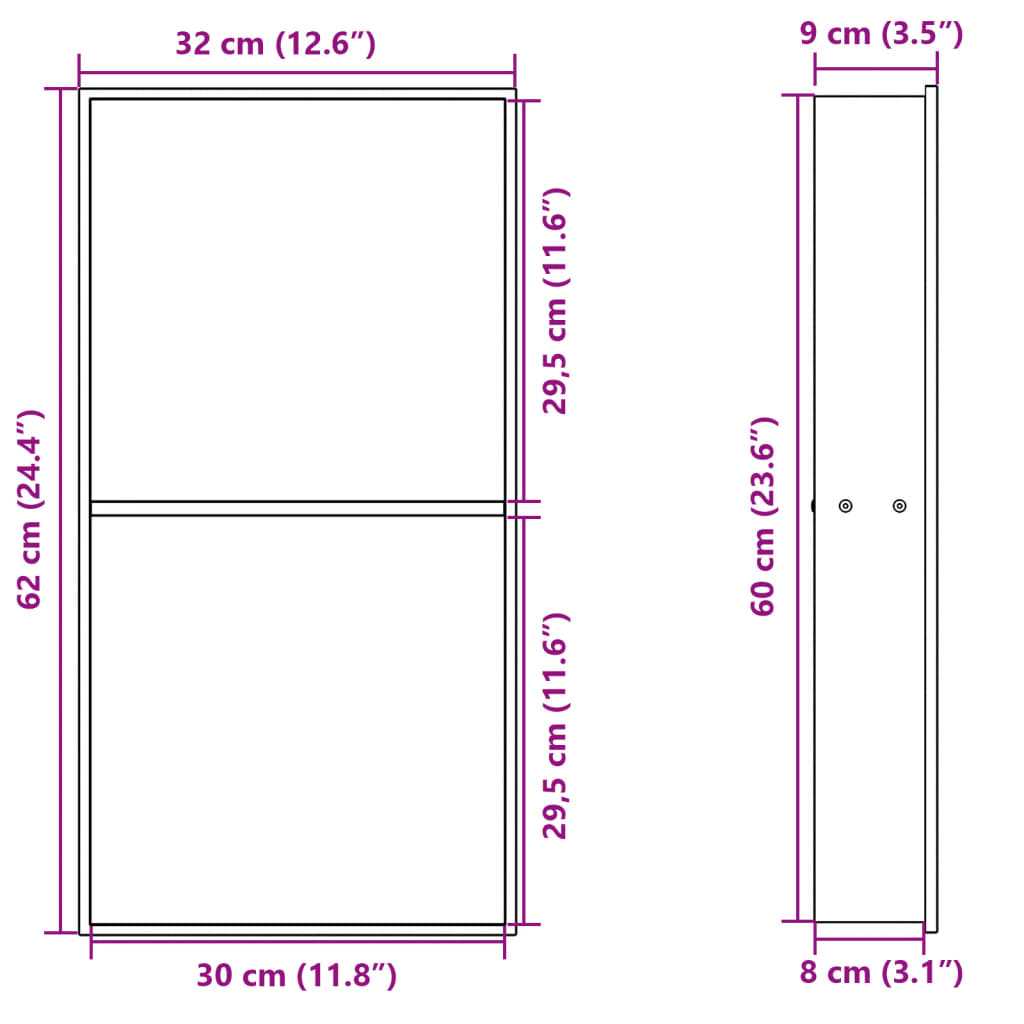 Shower Niche Matt Black 32x62x9 cm Stainless Steel