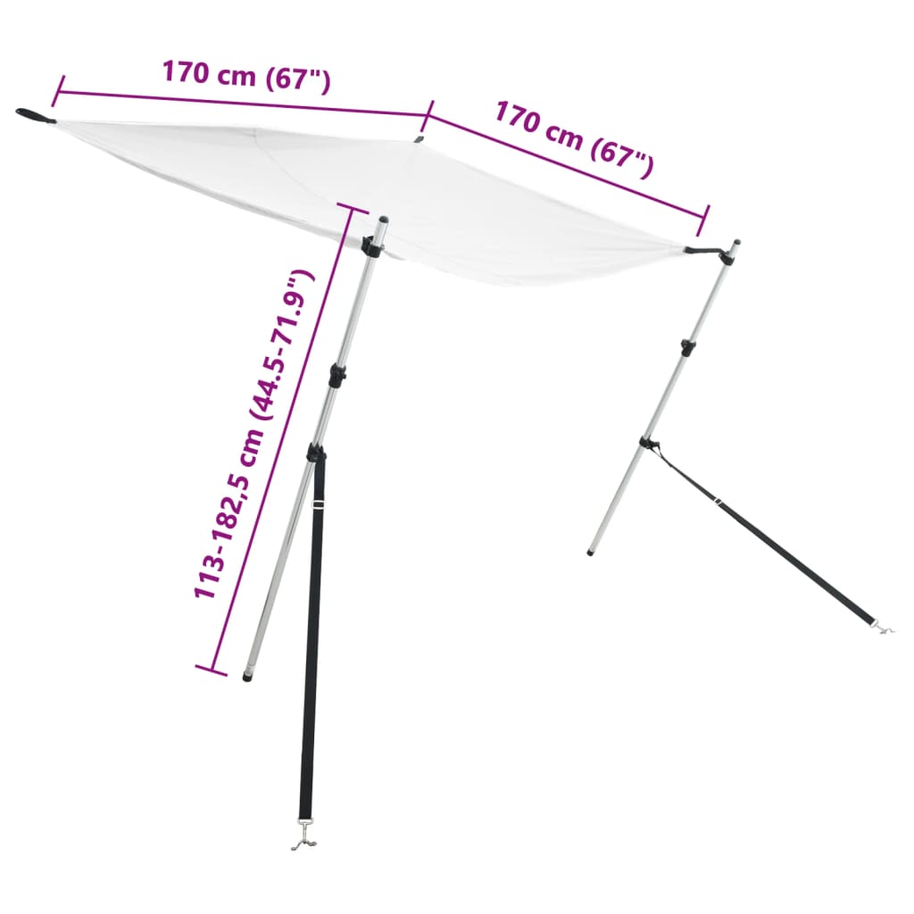 T-Top Shade Extension Set White 170x170x(113-182.5) cm