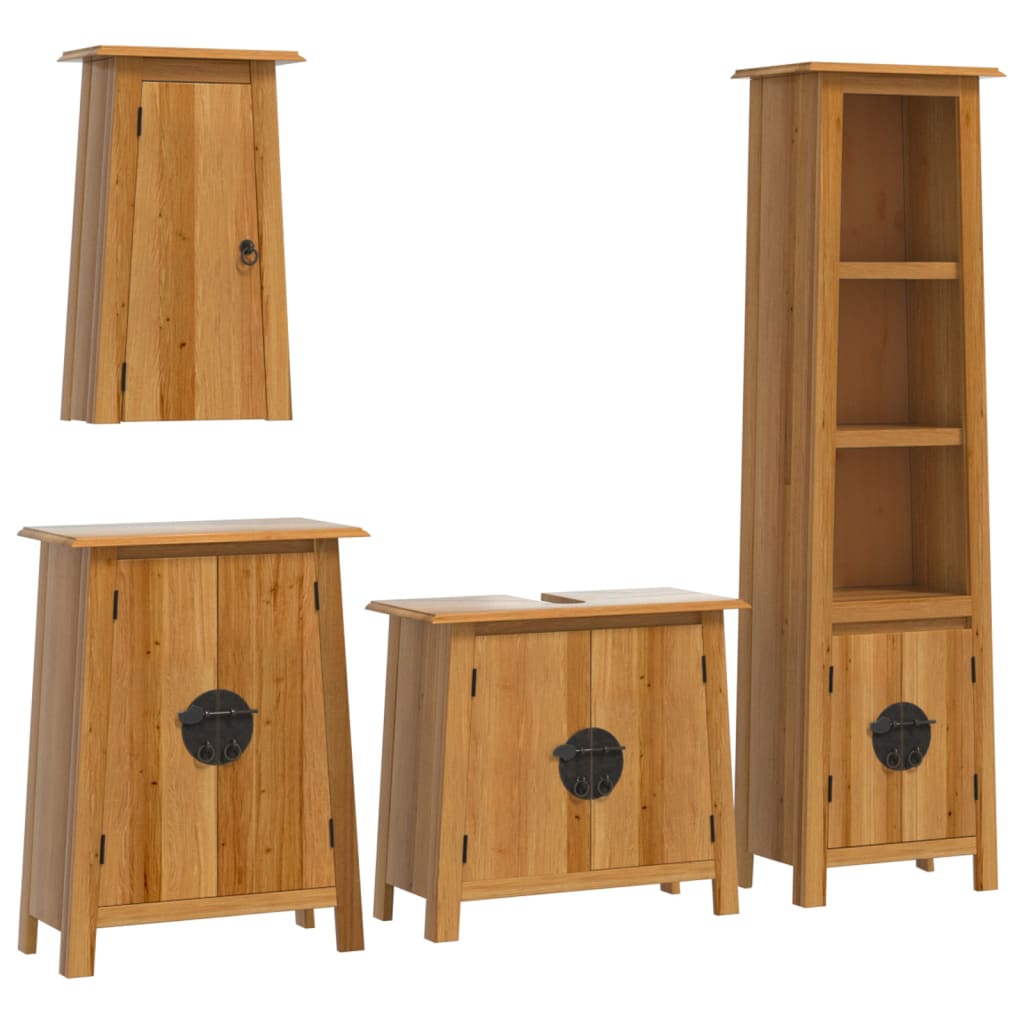 4 Piece Bathroom Furniture Set Solid Wood Pine