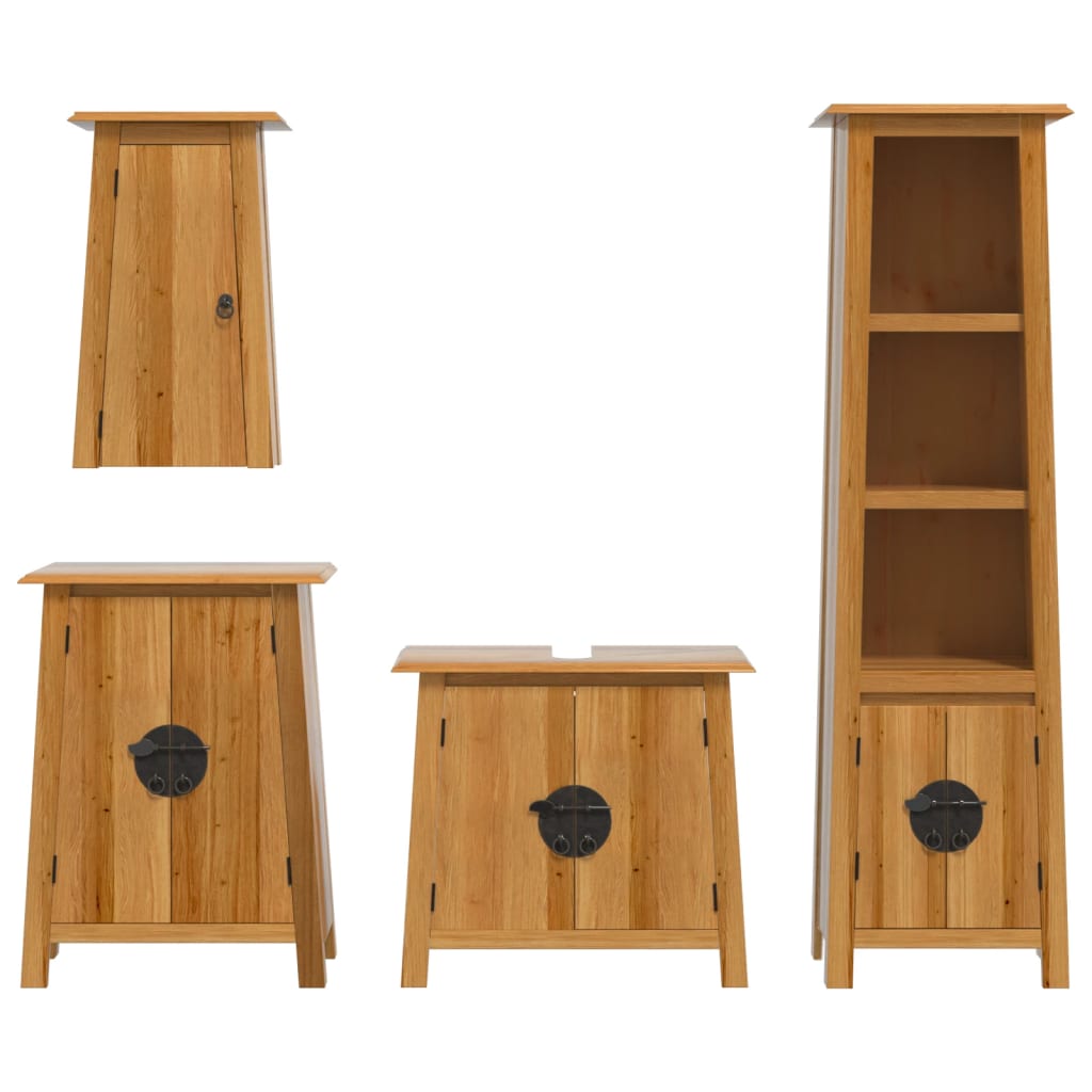 4 Piece Bathroom Furniture Set Solid Wood Pine