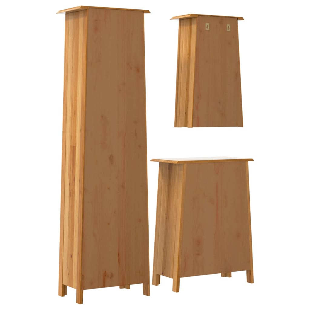 3 Piece Bathroom Furniture Set Solid Wood Pine