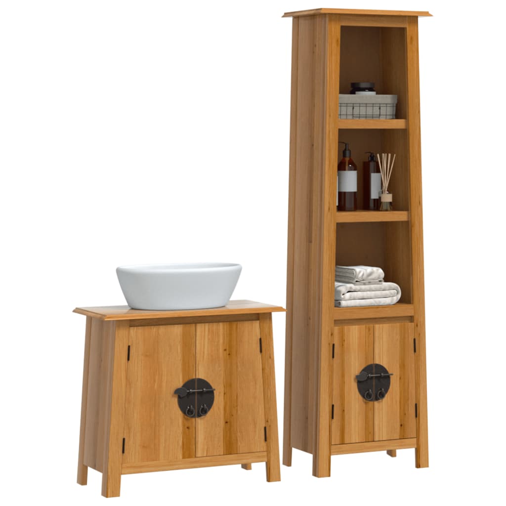 2 Piece Bathroom Furniture Set Solid Wood Pine