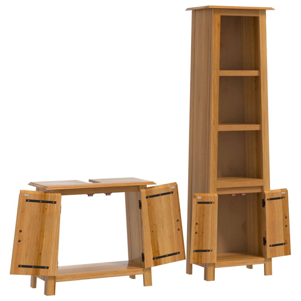 2 Piece Bathroom Furniture Set Solid Wood Pine