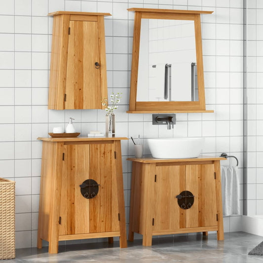 3 Piece Bathroom Furniture Set Solid Wood Pine